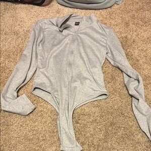 SHEIN Silver Long Sleeve Bodysuit
